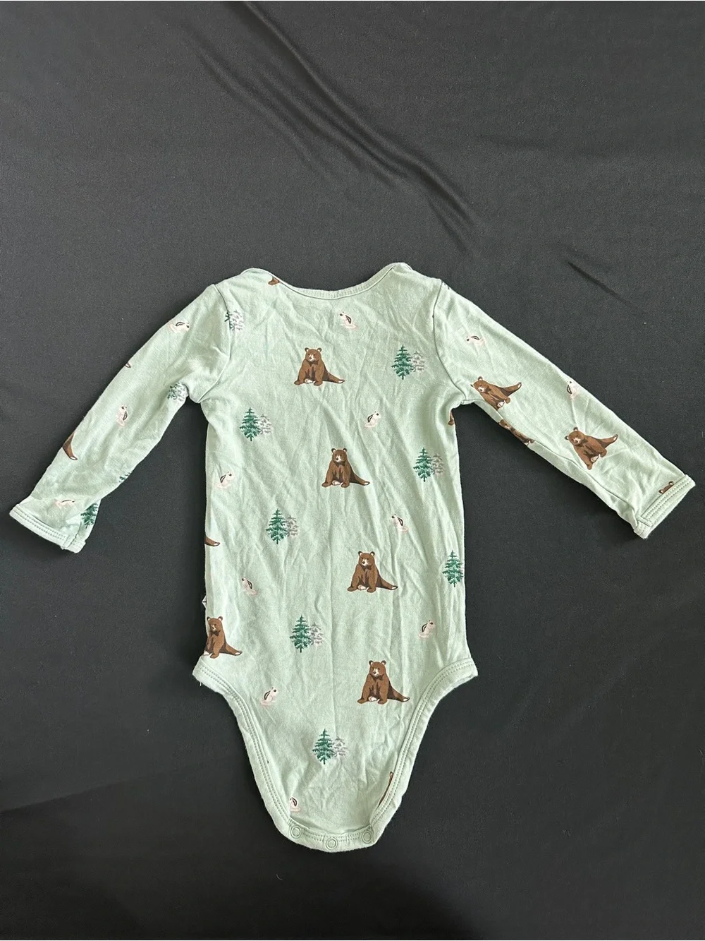 Kyte BABY Mint Green Bear Print Long-Sleeve One-Piece-NEVER WORN